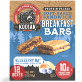 Kodiak Cakes empaque frontal mostrando 12 cajas y información nutricional clara