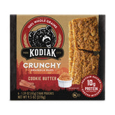 Kodiak Cakes frente de la caja mostrando 12 barras, práctico y portable