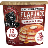 Kodiak Cakes paquete frontal mostrando sabor canela y maple y conveniencia