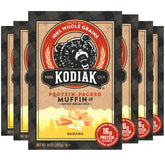 Kodiak Cakes frente del empaque mostrando mezcla de muffins plátano y conveniencia