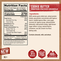 Kodiak Cakes primer plano de la textura crujiente y trozos de granola nutritiva