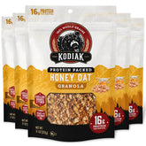 Kodiak Cakes empaque frontal mostrando 5 pouches resellables y beneficios