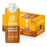 Koia botella frontal chocolate banana mostrando diseño y conveniencia