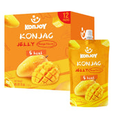 KONJOY frente del pack de 12 pouches de mango, práctico para llevar