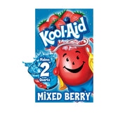 Kool-Aid sobre frontal mostrando sabor mixed berry y fácil preparación
