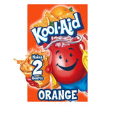 Kool-Aid paquete frontal naranja mostrando sobres y diseño atractivo
