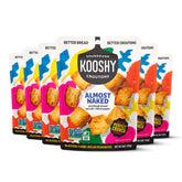 Kooshy Croutons vista frontal del paquete resellable mostrando el producto y beneficios