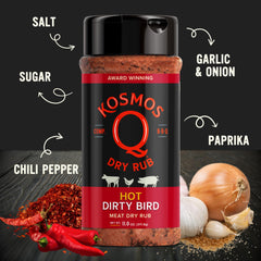Kosmos Q textura del rub en primer plano, realza el sabor ahumado