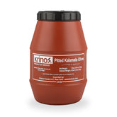 Krinos frasco frontal con aceitunas Kalamata listas para servir y ahorrar tiempo