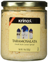 Krinos taramosalata vista frontal del envase, lista para untar y servir