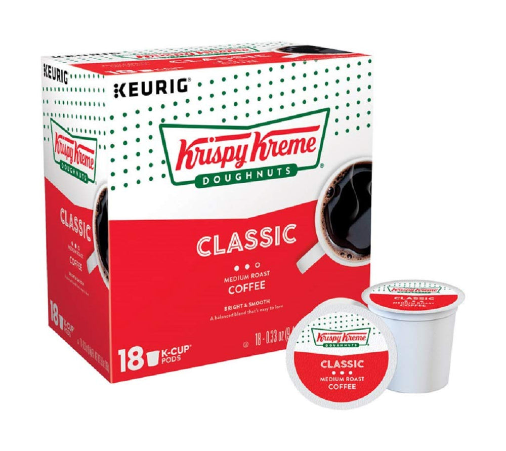 Krispy Kreme cápsula frente, muestra el empaque y conveniencia para Keurig