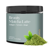 KROMA frasco frontal del Beauty Matcha Latte muestra 24 porciones y diseño