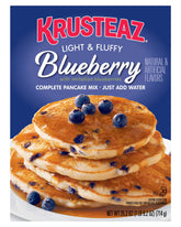 Krusteaz envase frontal blueberry mostrando la marca y atractivo visual