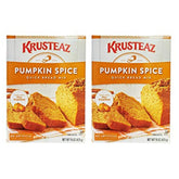 Krusteaz frente del empaque mostrando pan de calabaza apetitoso y preparado