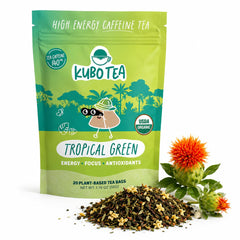Kubo Tea empaque frontal mostrando diseño y beneficios orgánicos