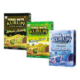 YERBA MATE KURUPI pack frontal con las tres variedades mostrando empaques y peso
