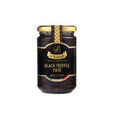 La Rustichella frasco frontal con paté de trufa negra, presentación gourmet