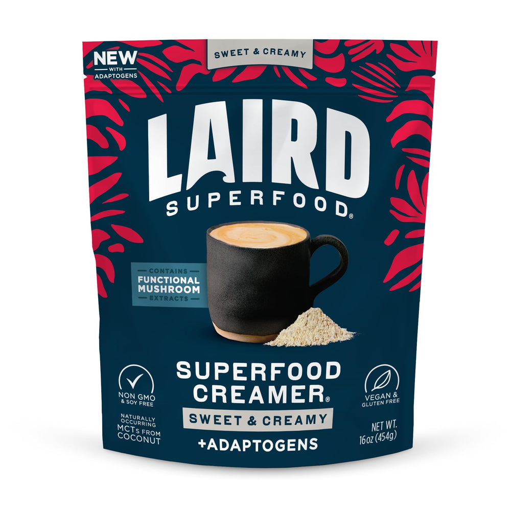Laird Superfood frente del empaque mostrando bolsa y etiqueta clara beneficio practico