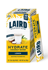 Laird Superfood empaque frontal de Hydrate Limón mostrando caja y diseño