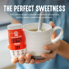 Lakanto gotas añadidas a una taza de café conservando aroma y sabor