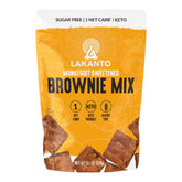Lakanto empaque frontal de mezcla de brownie mostrando la marca y beneficio sin azúcar
