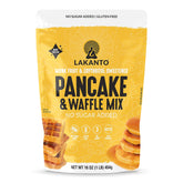 Lakanto empaque frontal mostrando mezcla para pancakes y waffles, opción sin azúcar