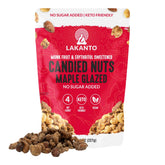 Lakanto empaque frontal de nueces glaseadas maple, snack sin azúcar añadido
