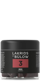 LAKRIDS BY BÜLOW frente del tarro Red Licorice mostrando diseño elegante y fresco