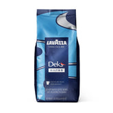Lavazza Dek Filtro frente del empaque mostrando bolsa de 1.1 lb y marca clara