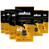 Lavazza cápsulas frontal paquete que muestra marca y cantidad, conveniencia