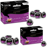 Lavazza paquete frontal de cápsulas Expert Espresso Intenso mostrando cantidad 72 y diseño