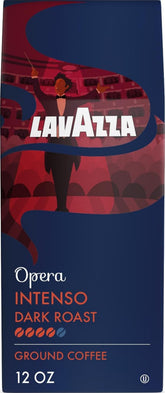 Lavazza Opera Intenso frente del paquete mostrando diseño elegante y fácil apertura