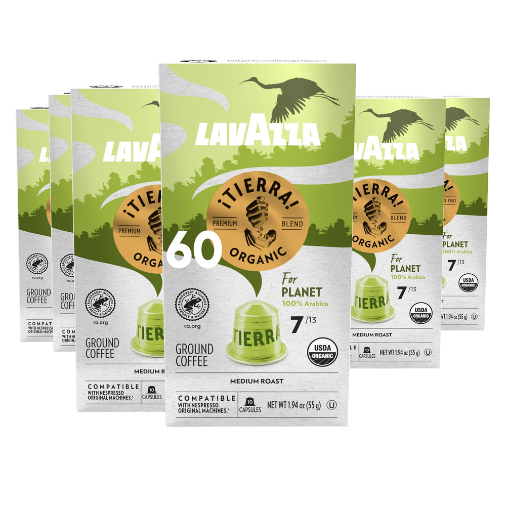 Lavazza empacado frontal mostrando 60 cápsulas y beneficio de conveniencia