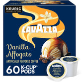 Lavazza caja frontal mostrando 60 cápsulas y sabor vainilla, conveniencia inmediata