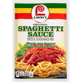 Lawry's empaque frontal del mix de salsa de espagueti mostrando marca y formato práctico para cocinar rápido