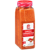 Lawry's frasco frontal del rub chipotle canela mostrando presentación y uso profesional