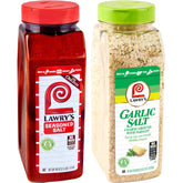 Lawry's frascos frontales mostrando etiquetas y beneficio de reconocible sabor