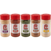 Lawry's paquete variedad frontal mostrando los cinco frascos y conveniencia