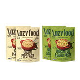 lazy food pack frontal mostrando las cuatro pouches y beneficios claros