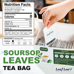 LeafLea bolsita de té primer plano con filtro doble que garantiza extracción