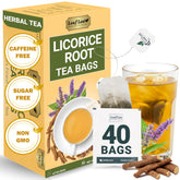 LeafLea caja frontal del té de regaliz mostrando presentación y frescura