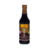 Lee Kum Kee frente de la botella mostrando diseño y marca, útil para identificar producto