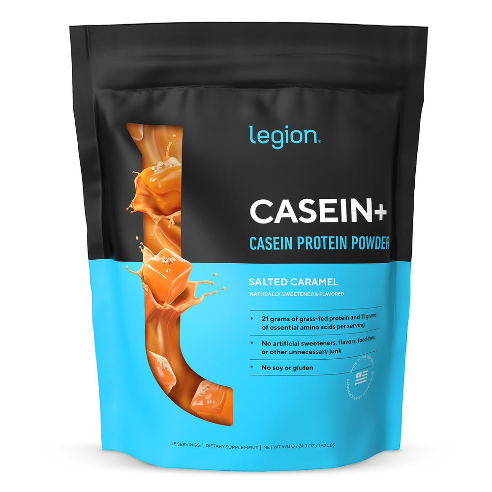 LEGION envase frontal salted caramel mostrando etiqueta y beneficios