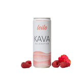 LEILO lata frontales de Raspberry Hibiscus mostrando diseño y tamaño