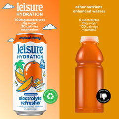 Leisure pack de 12 latas apiladas demostrando almacenamiento práctico