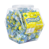 LEMONHEAD bote frontal transparente que muestra 180 caramelos, ideal para eventos
