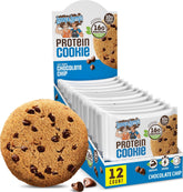 Lenny & Larry's empaque frontal de la caja mostrando 12 galletas y beneficios