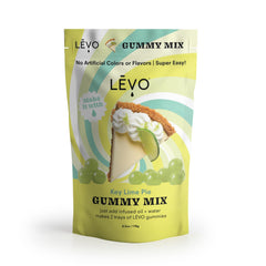 LEVO frente del paquete Key Lime Pie mostrando diseño y rinde de 64 gomitas