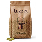 LEZZET Specialty Grade frente del empaque mostrando 500 g y cardamomo
