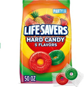 Life Savers frente de la bolsa 50 oz mostrando variedad y conveniencia